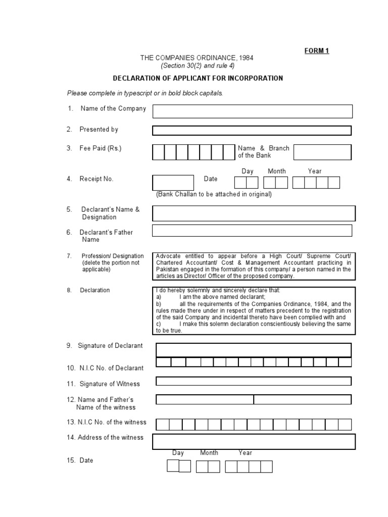 Company Registration Form 1 Overview | PDF | Business
