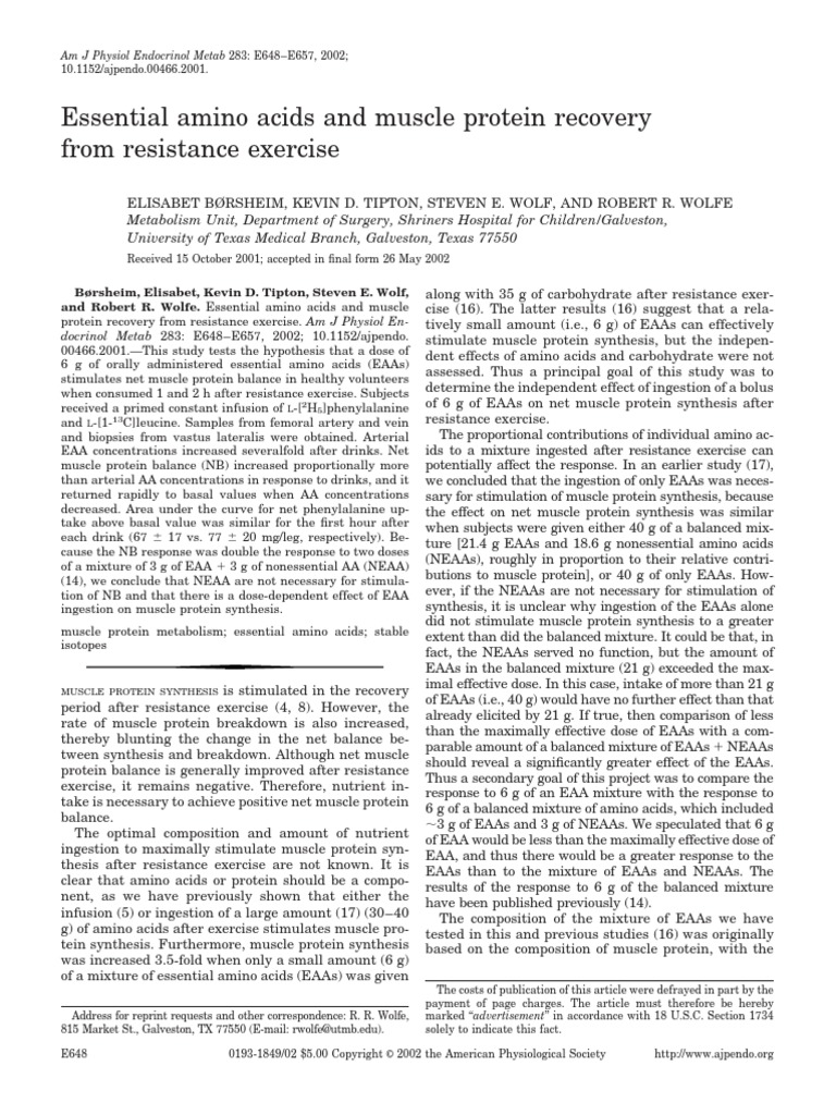 Essential Amino Acids and Muscle Protein Recovery PDF PDF Leucine