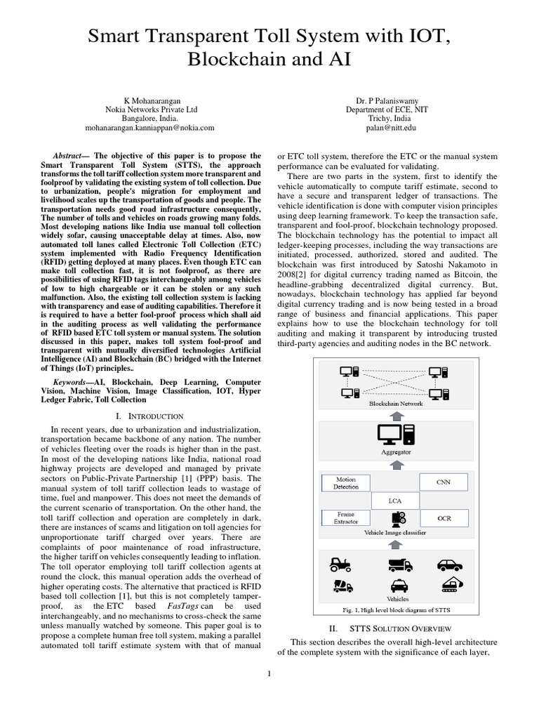 Smart Toll System with IoT & Blockchain | PDF | Deep Learning | Peer To ...
