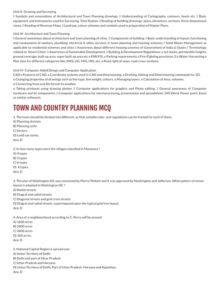 Town Country Planning Mcqs Upsc1 Pdf Computer Aided Design