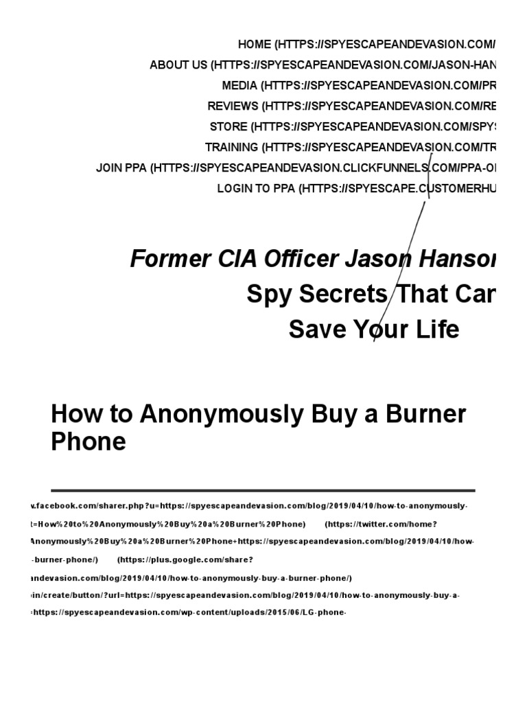 How To Anonymously Buy A Burner Phone Spy Escape and Evasion PDF