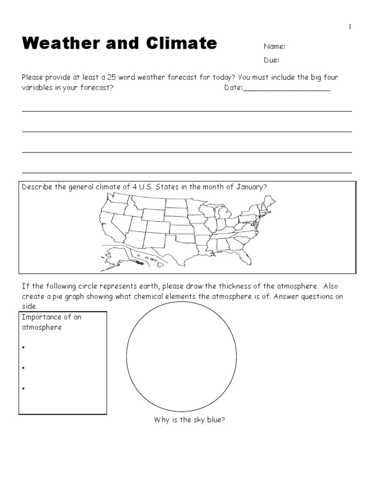 Weather worksheets for kids picture