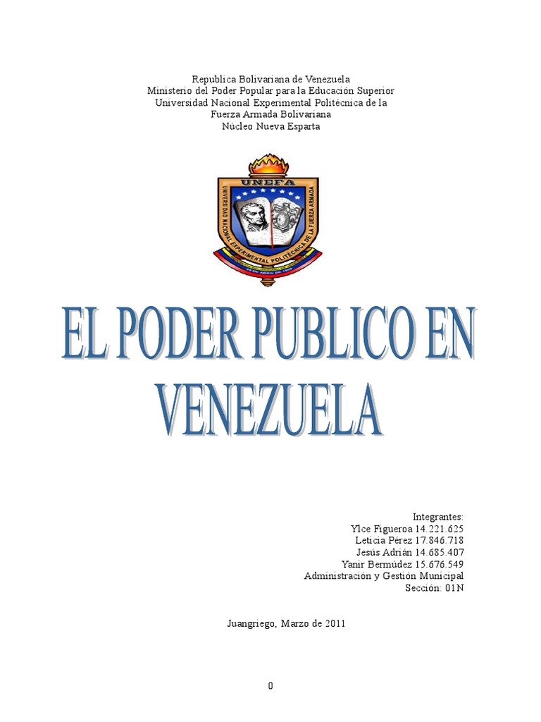 El Poder Publico en Venezuela | PDF | Alcalde | Estado (política)