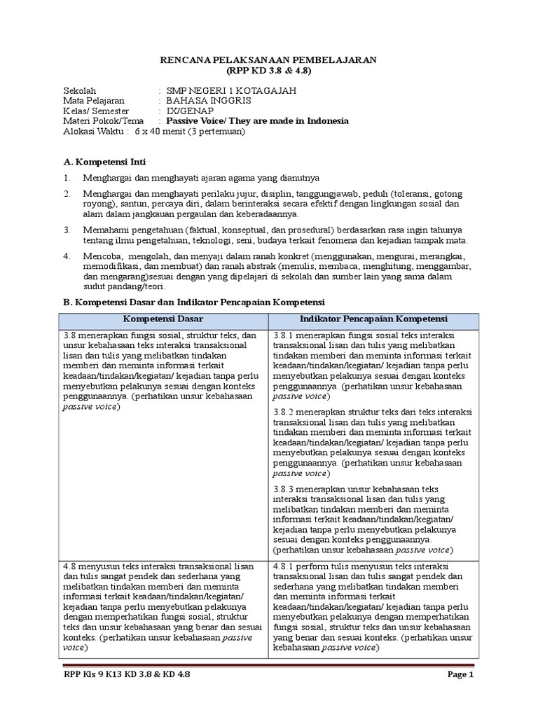 Contoh Soal Passive Voice Smp Kelas 9