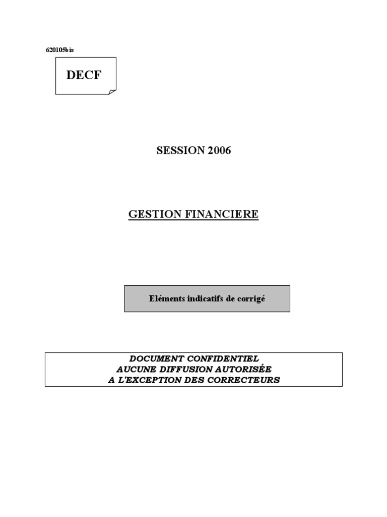 Corrigé DECF 2006 : Gestion Financière | PDF | Option (Finance) | Investir