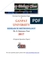 Research Methodology PH.D Entrance Test Paper 2017 Ganpat University PDF