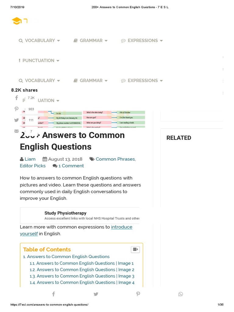 basic english questions and answers pdf