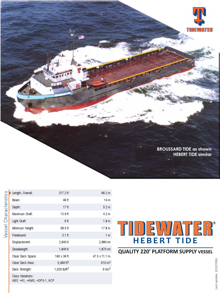 220' Platform Supply Vessel Specifications | PDF | Watercraft | Ships