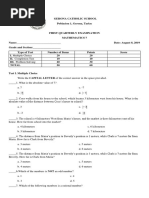 1st Quarterly Exam Math 7