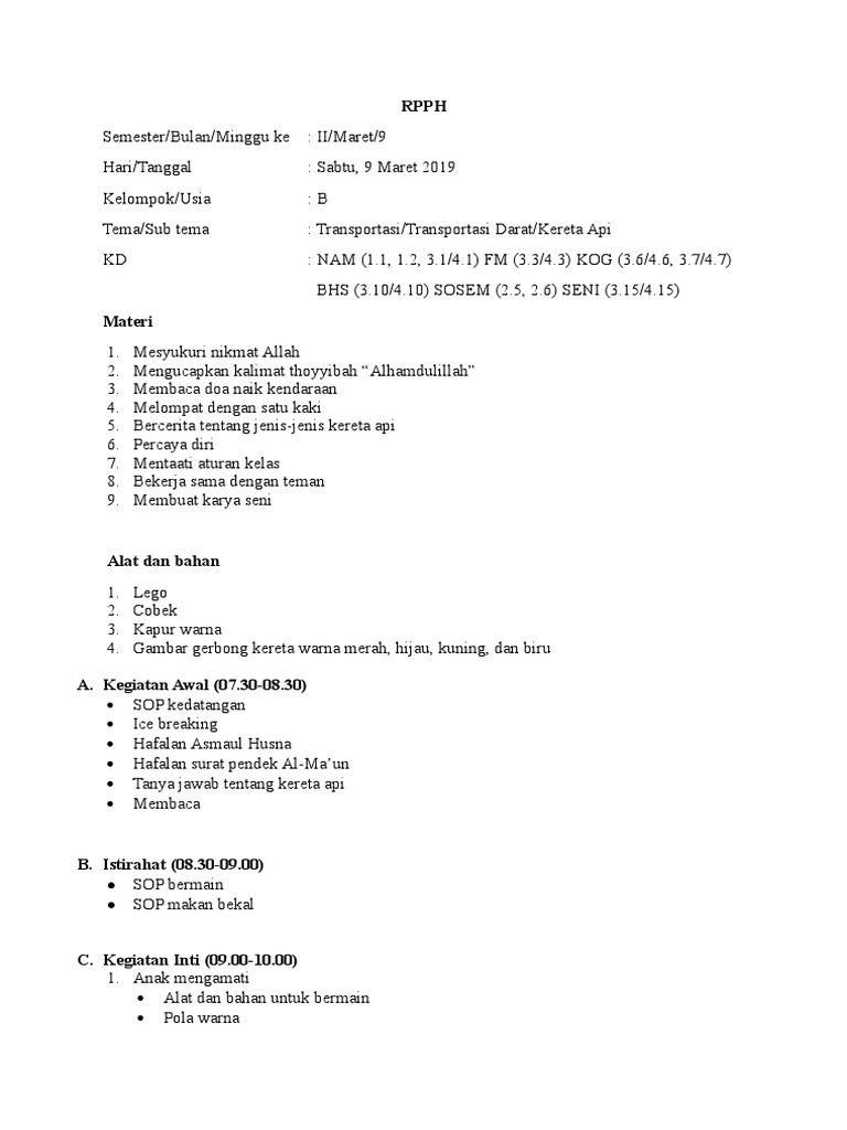RPPH Kereta Api | PDF