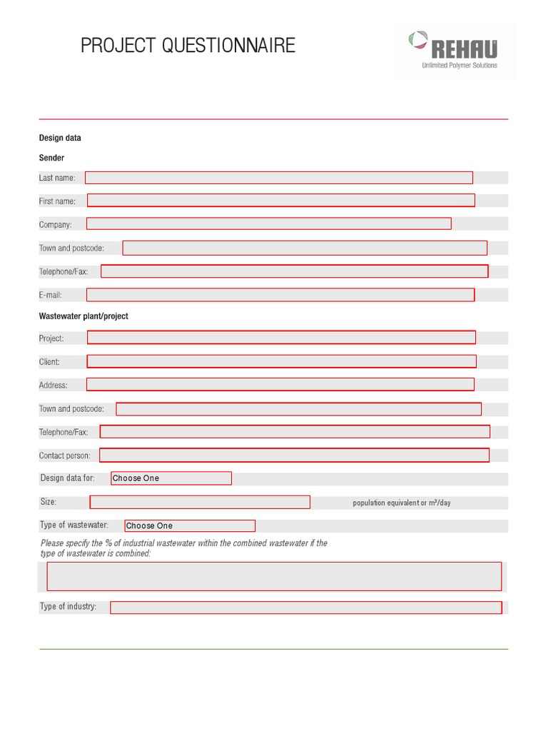 Project Questionnaire Distributed PDF Wastewater Water Pollution