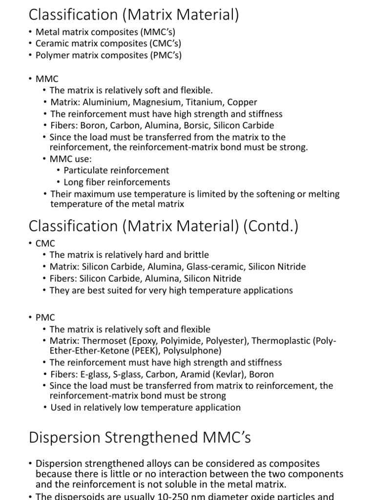 Matrix Material Classifications Explained | PDF | Composite Material ...