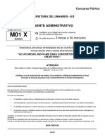 PREFEITURA DE LINHARES ES AGENTE ADMINISTRATIVO M01 Tipo 1 - 20200128