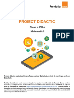 PROIECT DIDACTIC. Clasa A VIII-a Matematică