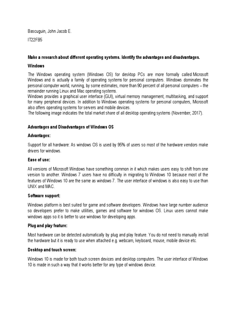 Operating Systems: Windows vs. Linux | PDF | Microsoft Windows ...