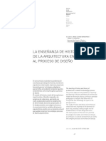 La Enseñanza de Historia y Teoría de La Arquitectura en Relación Al Proceso de Diseño