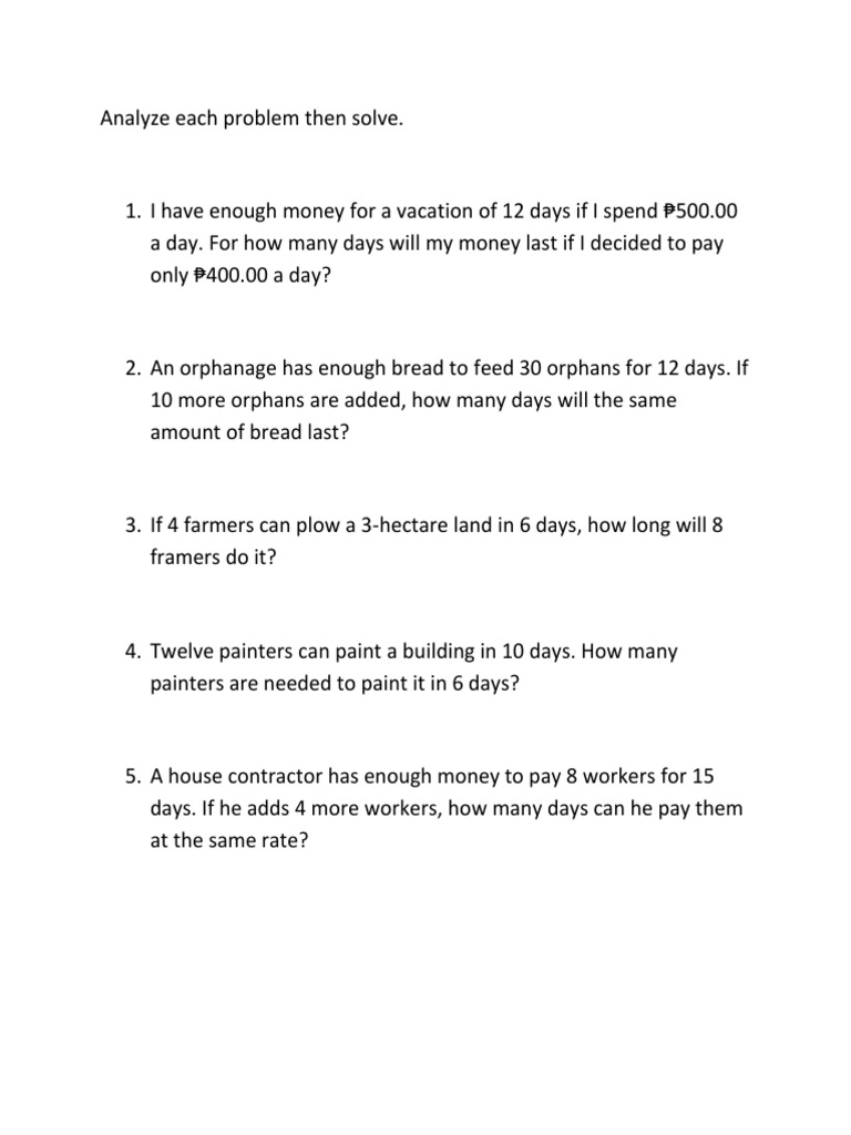 Math Problems Proportion | PDF