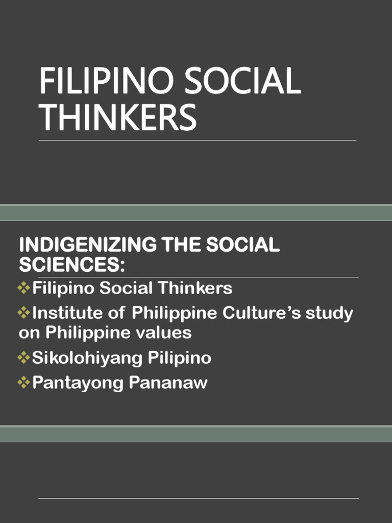 Filipino Social Thinkers PDF Philippines Philosophical Theories