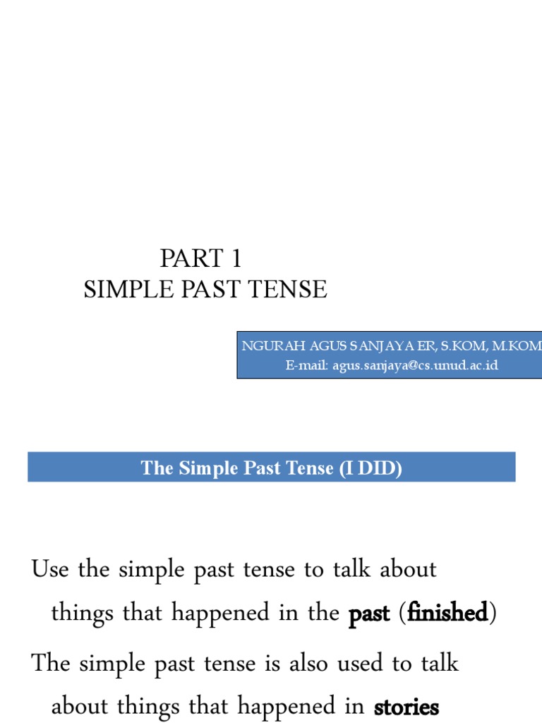 Part 1 - Simple Past Tense | PDF | Grammar | Verb
