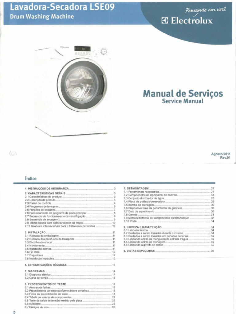 Electrolux LSE09 Manual de Serviço Centrifugação Roupas
