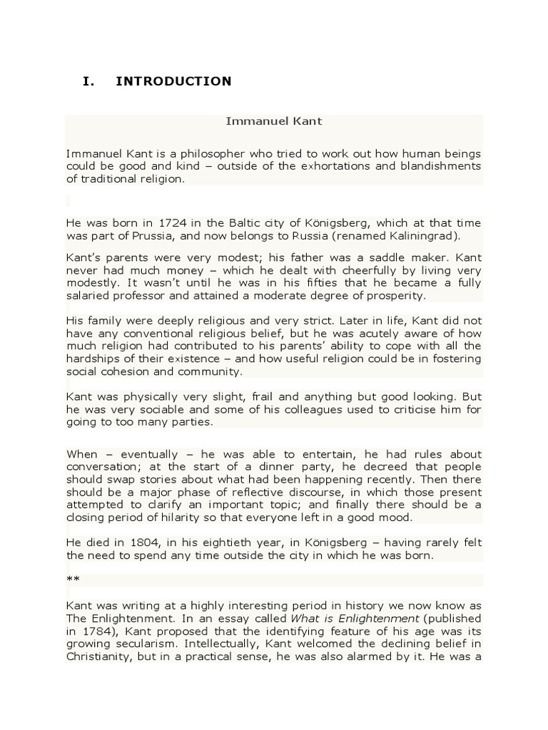 Introduction Immanuel Khant Pdf Immanuel Kant Reason