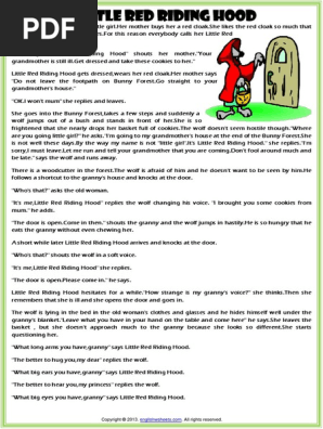 Little Red Riding Hood Fairy Tale Simple Present Tense Pdf Little Red Riding Hood