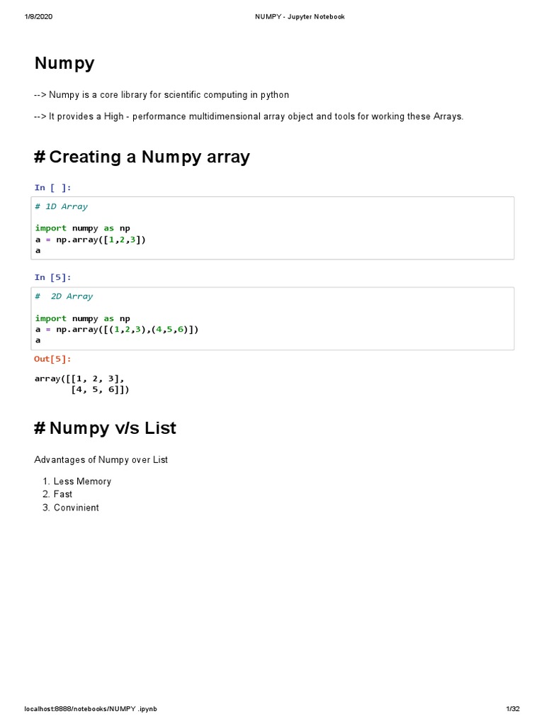 Introduction to NumPy: Core Concepts and Operations | PDF | Array Data ...