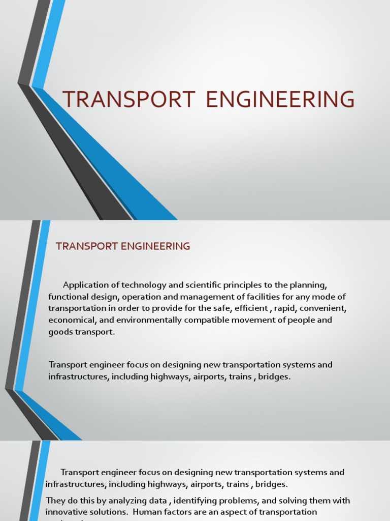 Transportation Engineering Overview | PDF | Business | Science ...