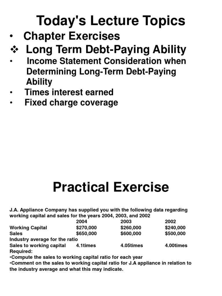 Long-Term Debt Analysis & Ratios | PDF | Working Capital | Interest