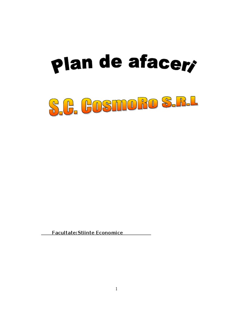 Plan de Afaceri CosmoRo | PDF