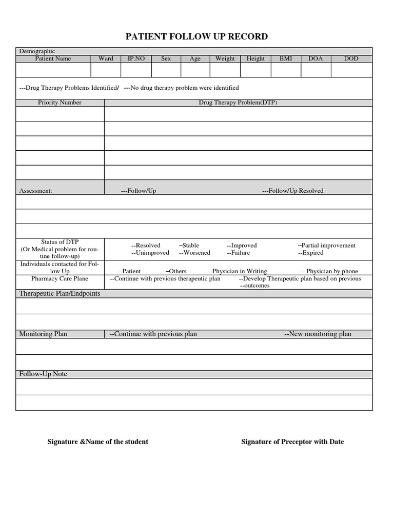 Yulia Rovina Patient Follow-Up Record | PDF | Dose (Biochemistry ...