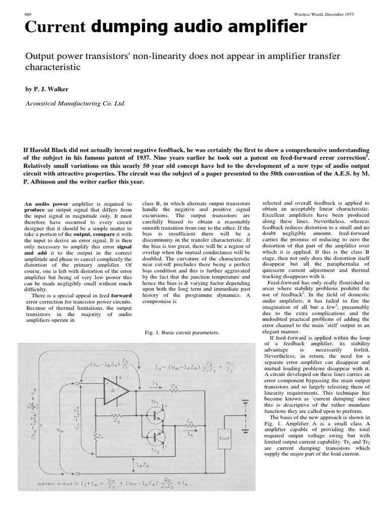 Feed-Forward Error Correction in Audio Amplifiers | PDF | Amplifier ...