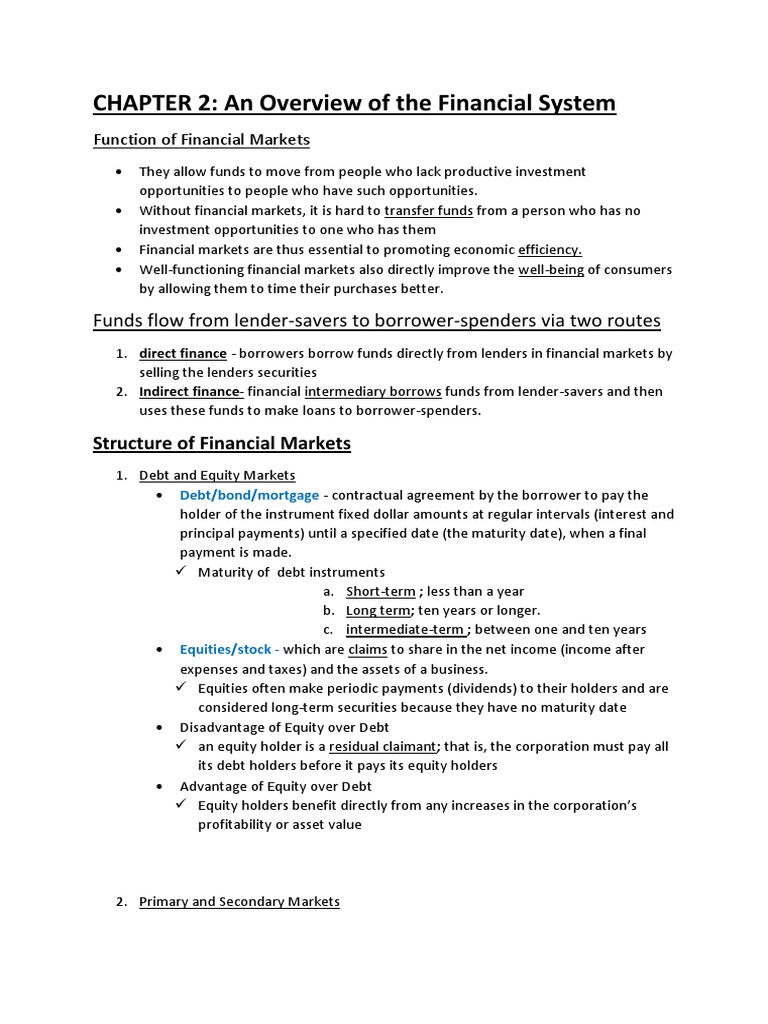 Overview of Financial Markets and Functions | PDF | Financial Markets ...