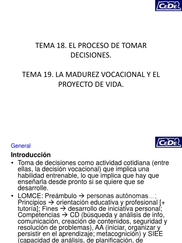 Madurez Vocacional y Toma de Decisiones | PDF | Toma de decisiones ...