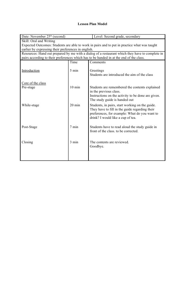 N S Lesson Plan Model December 2 (Second) | PDF