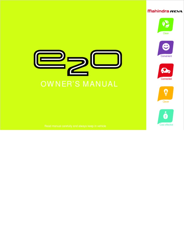 Mahindra Reva Owner's Manual Overview | PDF | Battery Charger ...