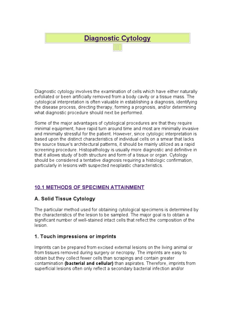 Diagnostic Cytology Techniques Overview | PDF | Cytopathology | Staining