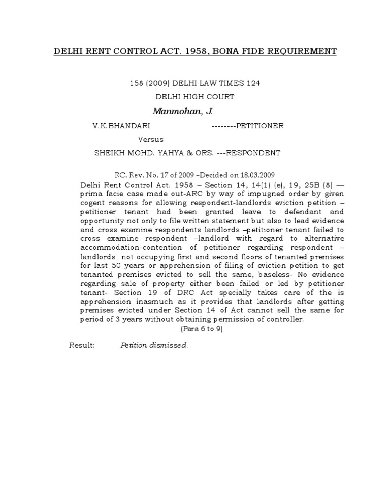 Delhi Rent Control Act