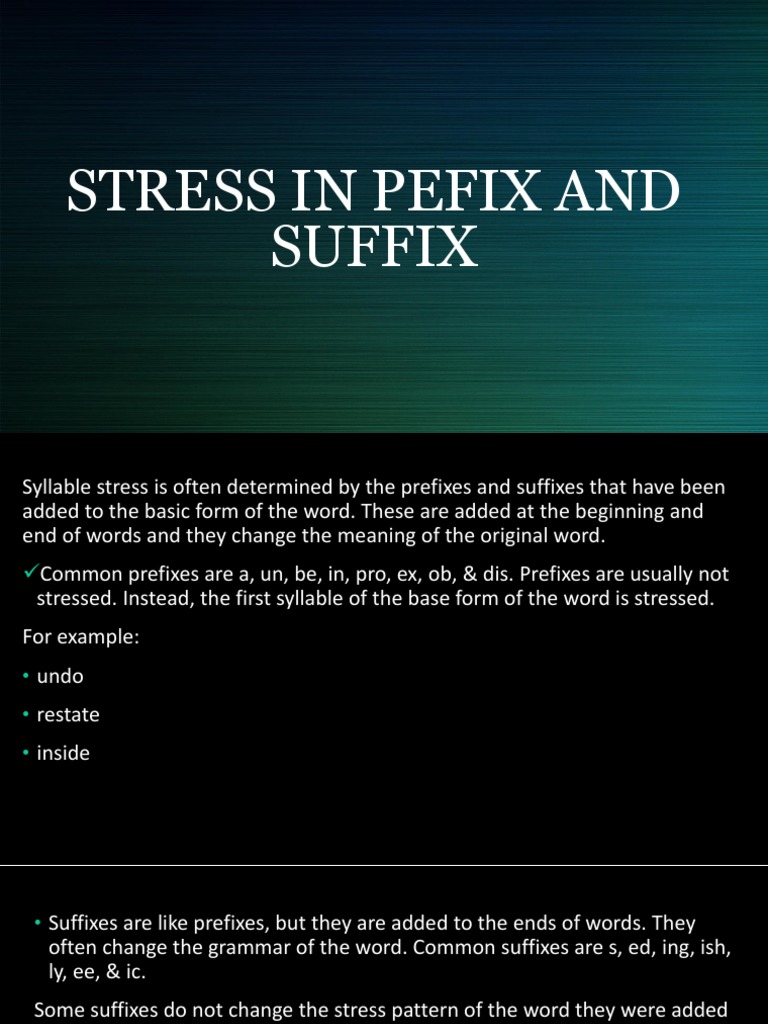Stress In Prefix And Suffix Pdf Stress Linguistics Philology