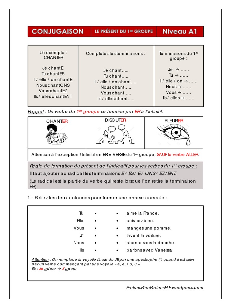 Terminaison Passé Composé 1er Groupe 4 Le Prc3a9sent Des Verbes Du 1er Groupe PDF | PDF | Verbe | Grammaire