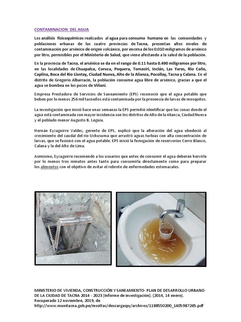 Contaminación Agua y Suelo en Tacna | PDF | Agua | Residuos