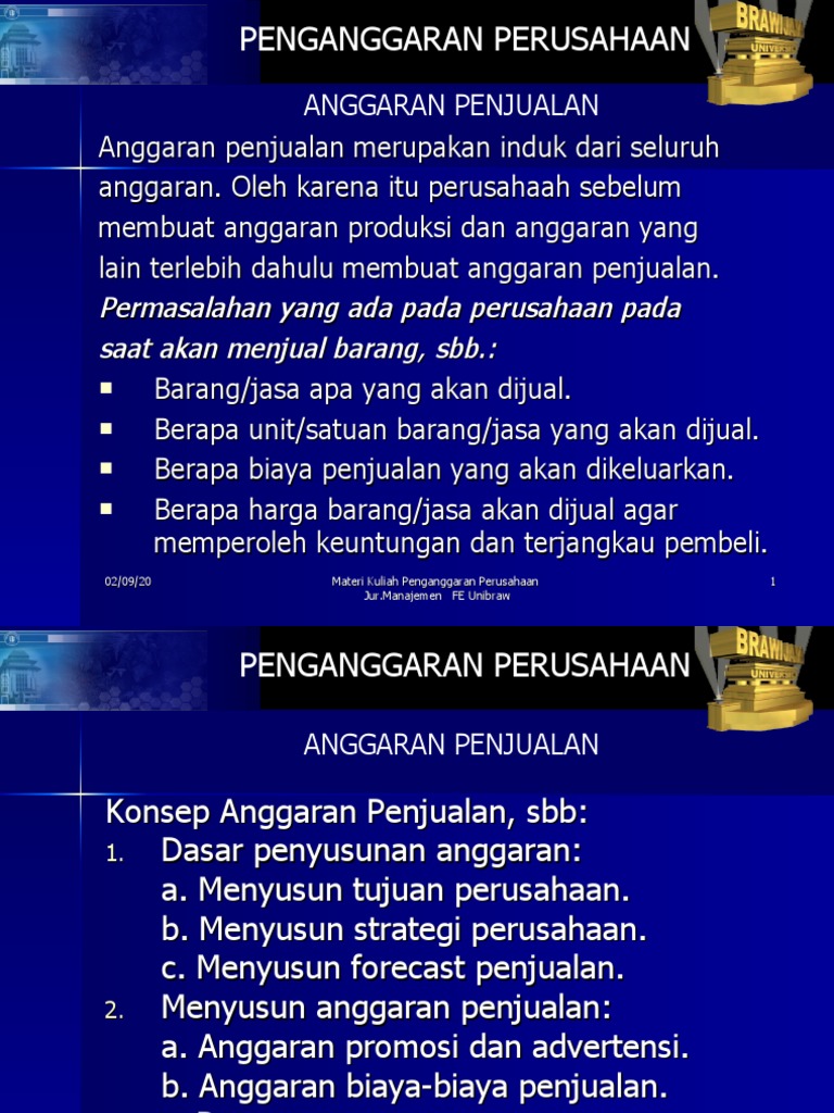 2 Anggaran Penjualan Ppt