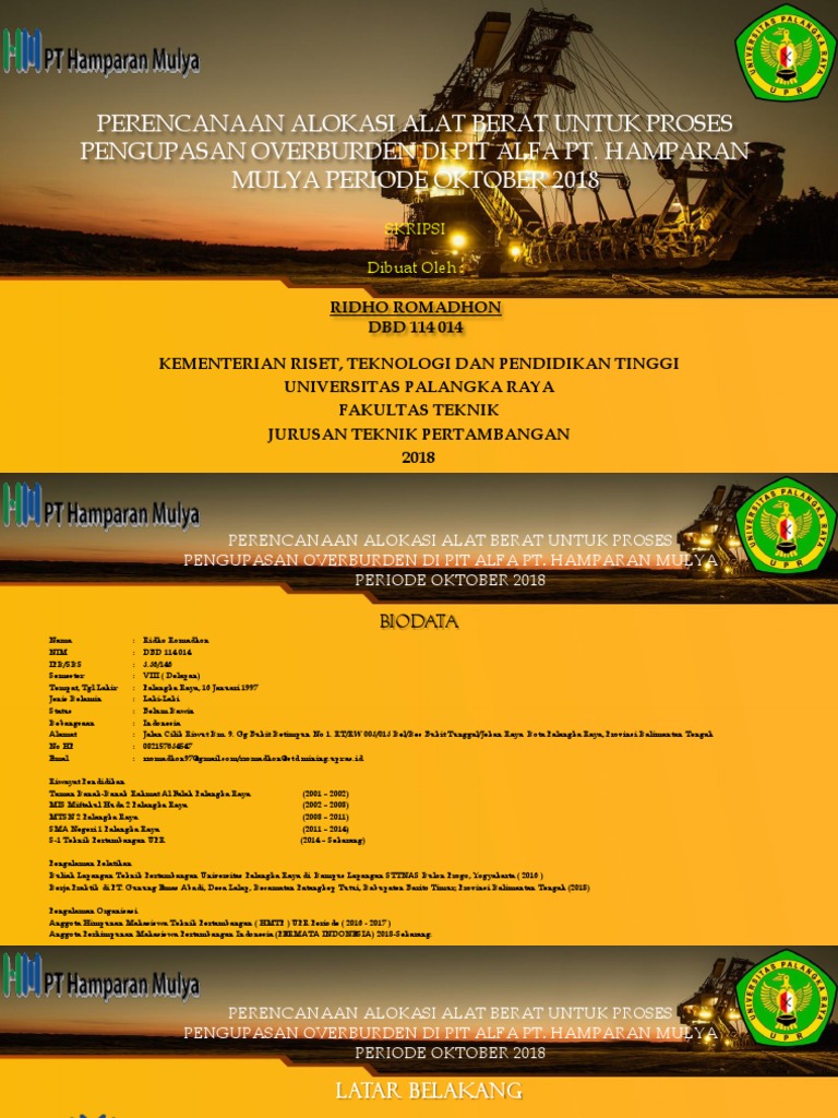 Alokasi Alat Berat Di Pit Alfa 2018 Pdf Teknologi Rekayasa