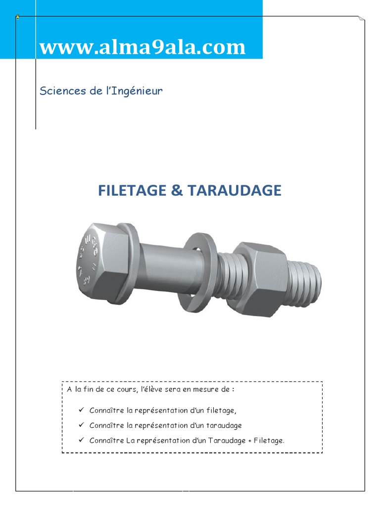 Cours de Filetage et Taraudage, - Génie Électromécanique