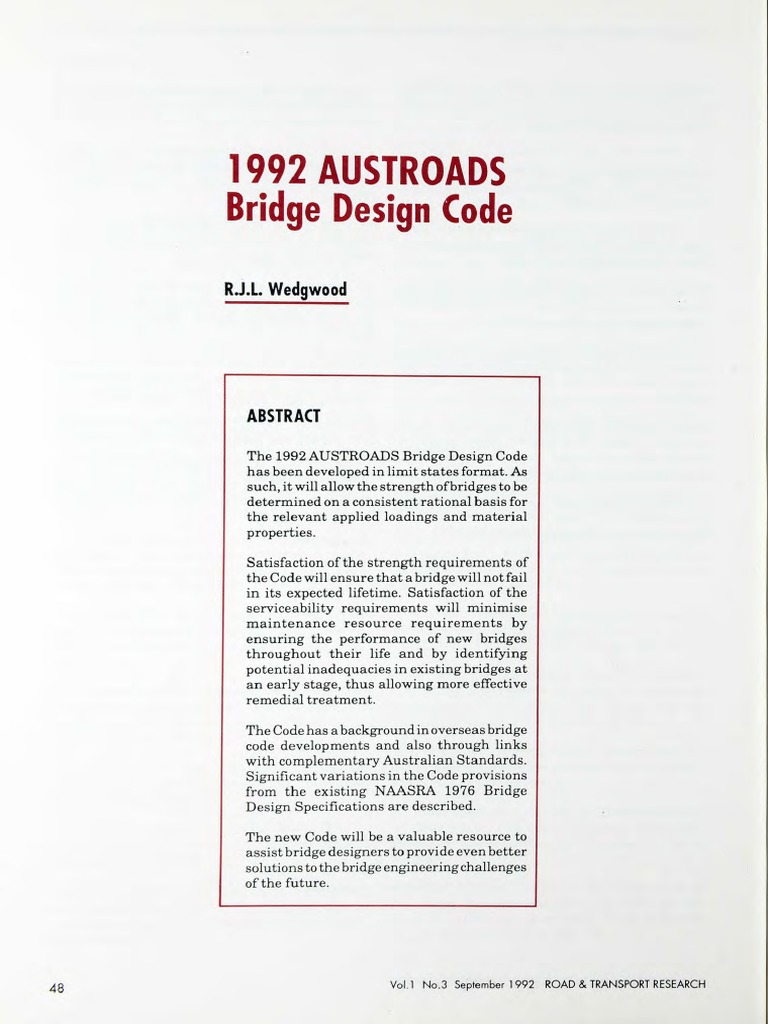 1992 AUSTROADS Bridge Design Code | PDF | Bridge | Concrete