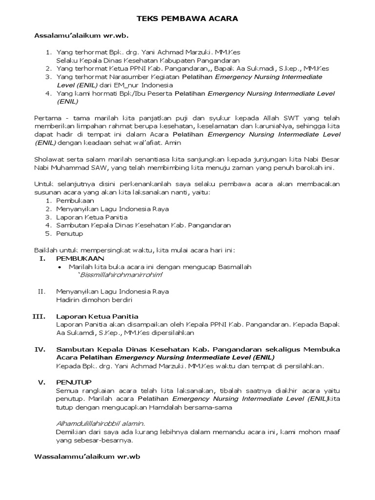 Teks Pembawa Acara Pelatihan Kumpulan Contoh Teks Mc