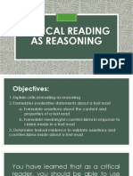 Critical Reading As Reasoning