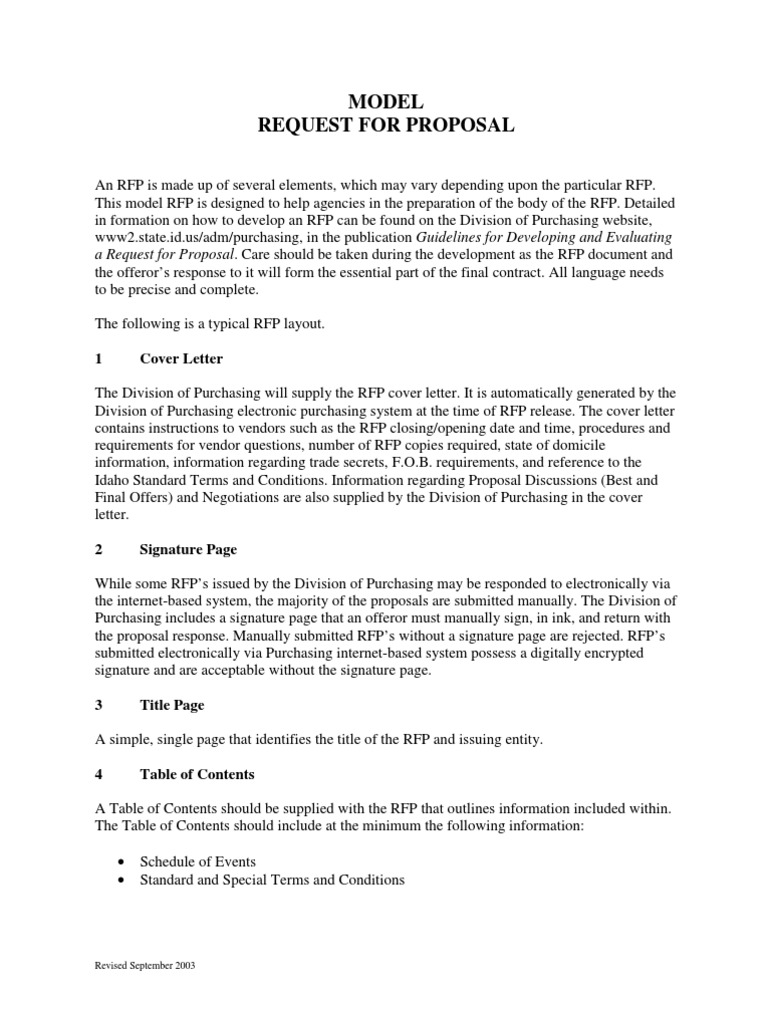 Model RFP Format | PDF | Request For Proposal | Offer And Acceptance