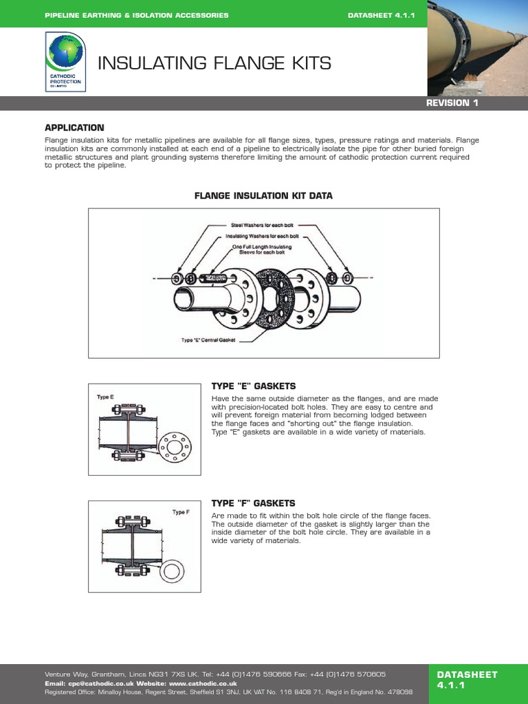 Flange Insulation Kits Overview | PDF | Washer (Hardware) | Pipe (Fluid ...
