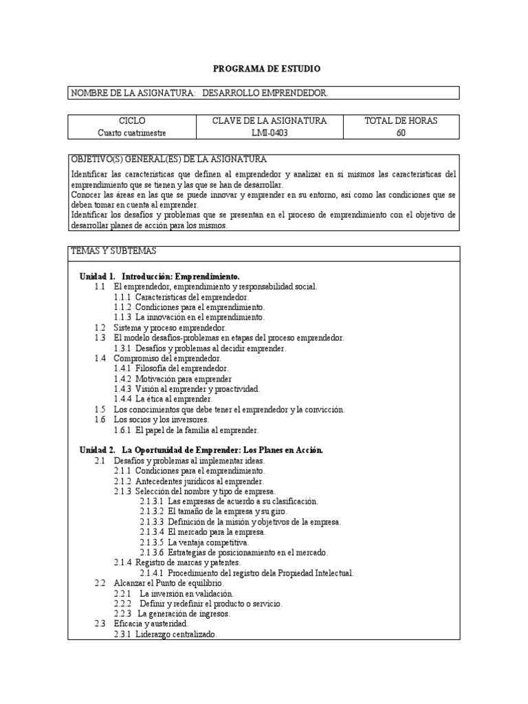 Desarrollo Emprendedor | PDF | Iniciativa empresarial | Prueba (evaluación)